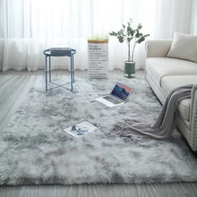 Load image into Gallery viewer, European long hair bedroom carpet bay window bedside mat washable blanket Gradient color living room rug Gray Blue