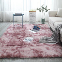 Load image into Gallery viewer, European long hair bedroom carpet bay window bedside mat washable blanket Gradient color living room rug Gray Blue